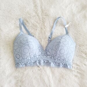 💎AERIE REAL HAPPY WIRELESS LIGHTLY LINED CANDY LACE BRA SIZE 36D